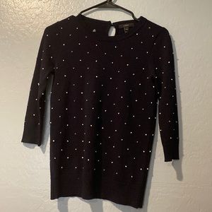 Navy Blue J. Crew sweater with white polka dots